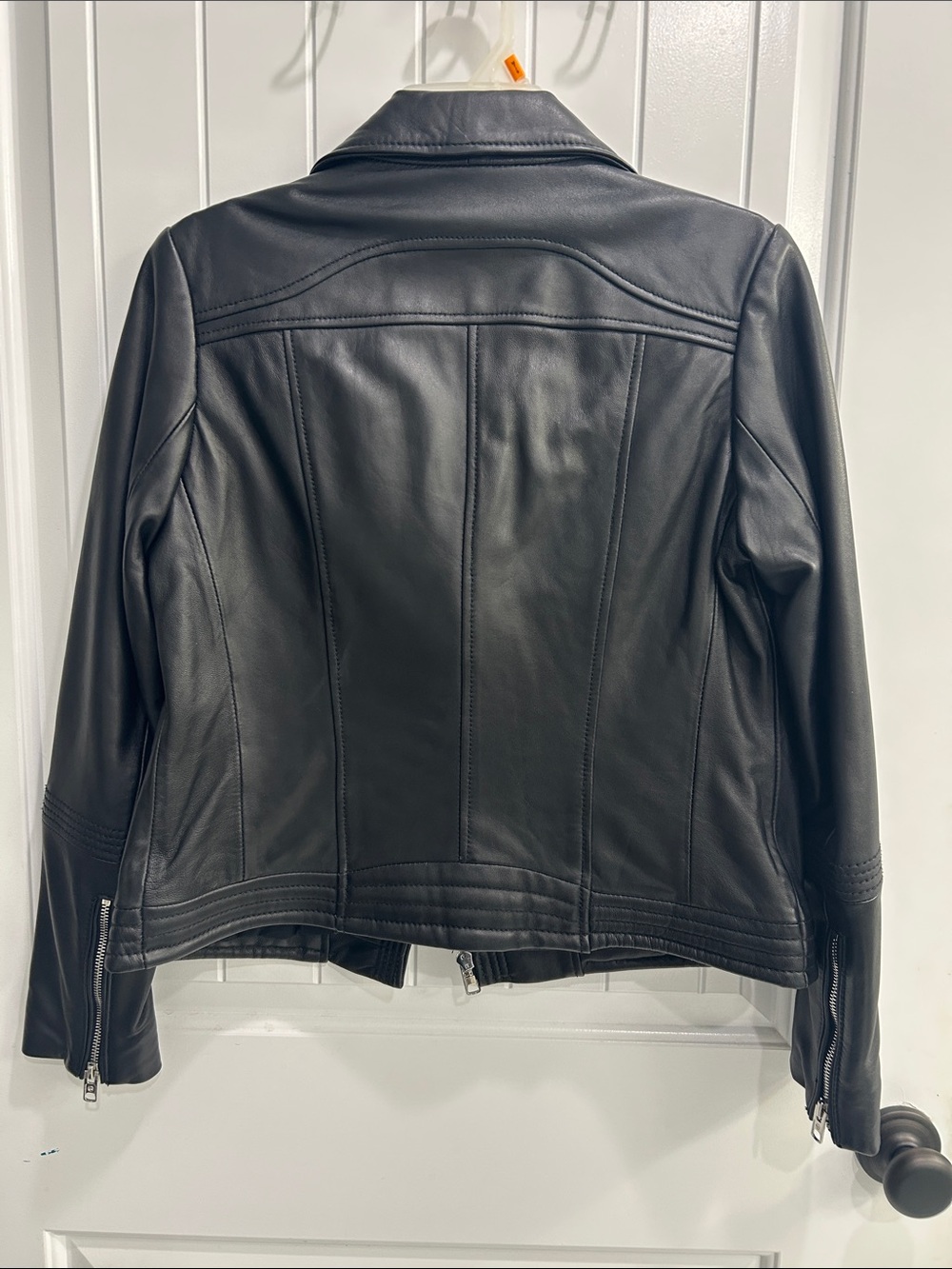 Michael Kors Women's Black Leather Moto Jacket - Picture 3 of 4